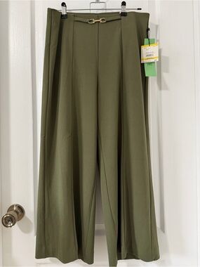 Anne Klein Wide-Leg Pants in Olive